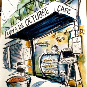 Luna de Octobre Cafe Sketch by Meagan Burns